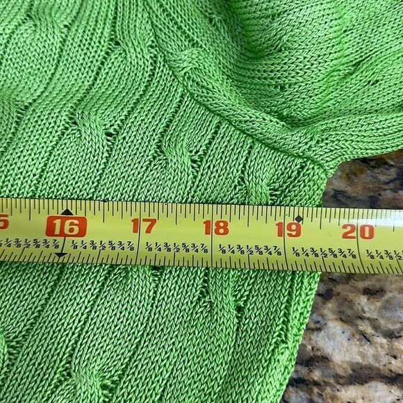 Ralph Lauren Slim Fit Silk Green Cable Knit V-neck Pullover Sweater Size L - Picture 8 of 9